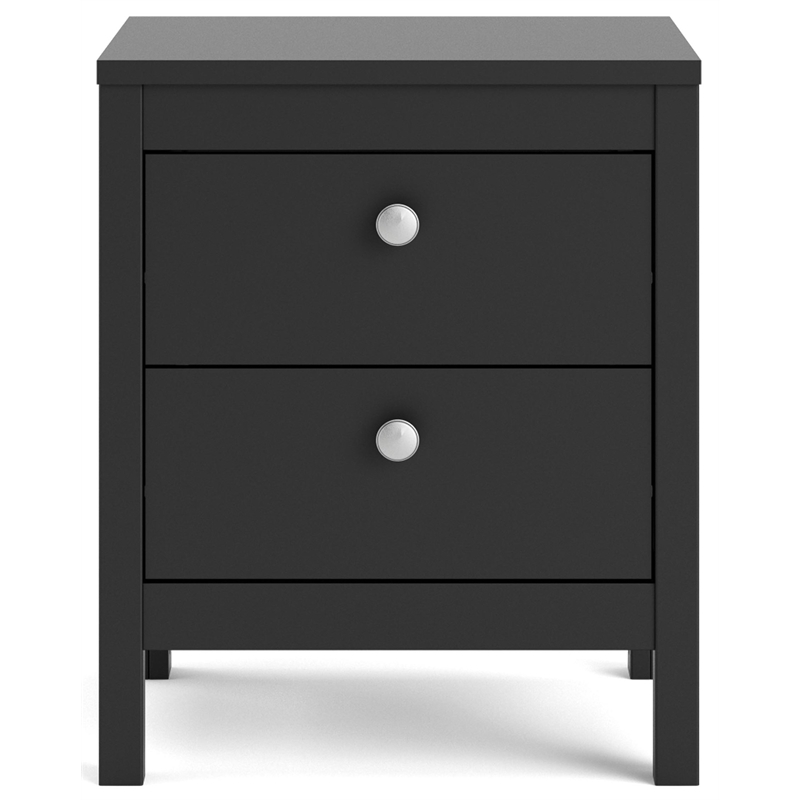 Homesphere Furniture Modern 2 Drawer Nightstand in Black Matte