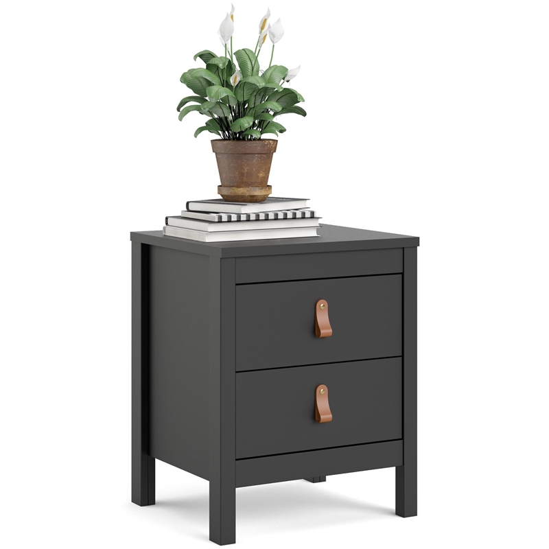Homesphere Furniture Modern 2 Drawer Nightstand in Black Matte