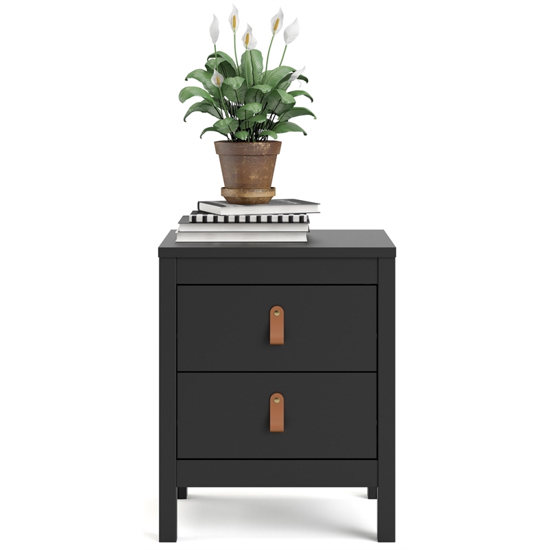Homesphere Furniture Modern 2 Drawer Nightstand in Black Matte