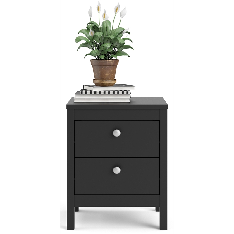 Homesphere Furniture Modern 2 Drawer Nightstand in Black Matte