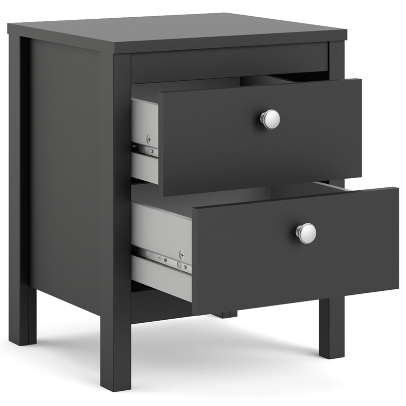 Homesphere Furniture Modern 2 Drawer Nightstand in Black Matte