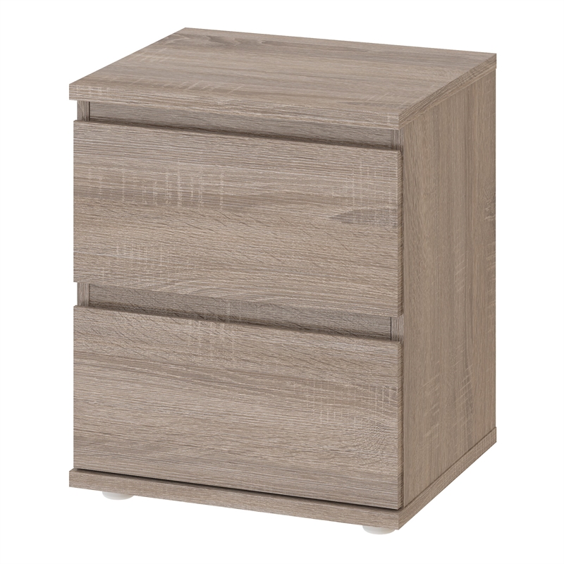 Homesphere Furniture Modern Wood 2 Drawer Nightstand in Truffle