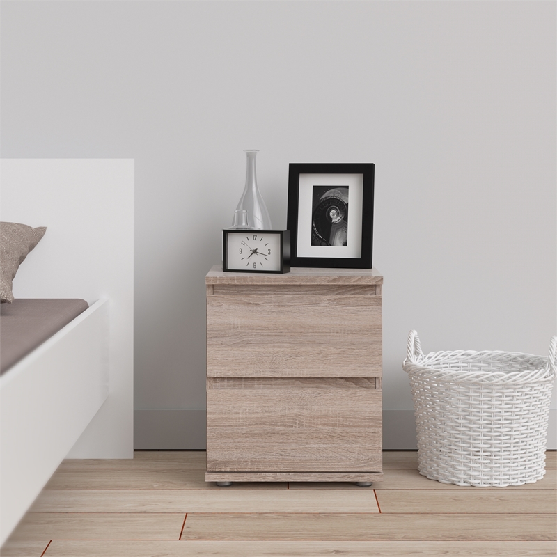 Homesphere Furniture Modern Wood 2 Drawer Nightstand in Truffle