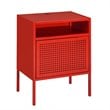 Homesphere Furniture Modern Metal Nightstand with USB Port in Red