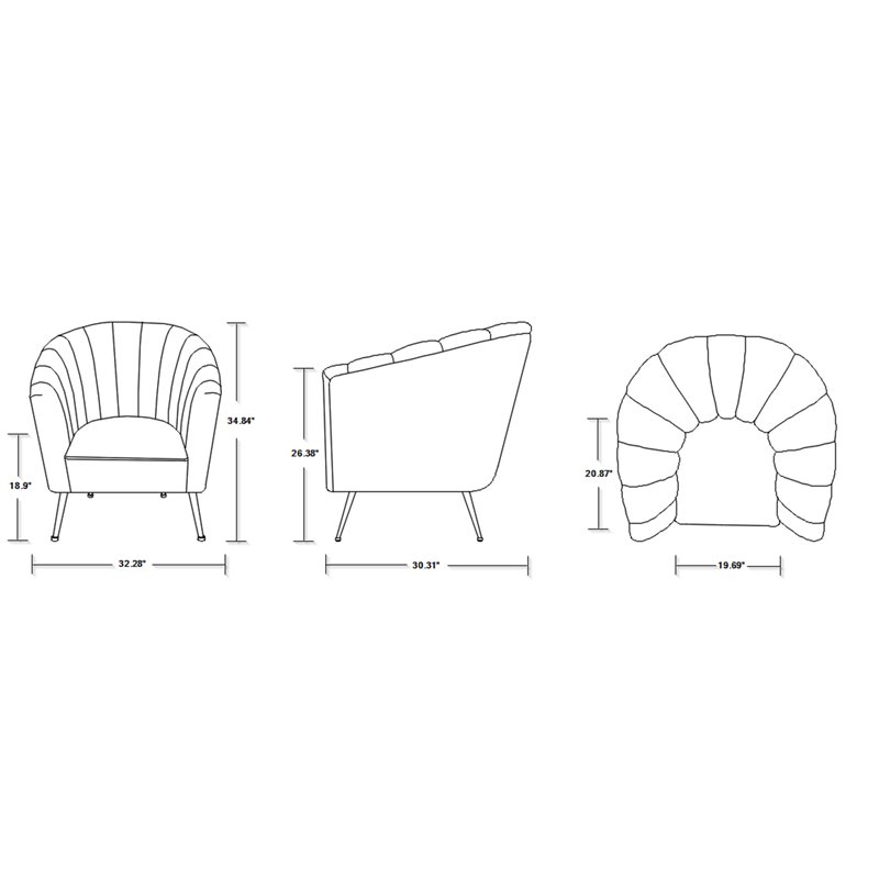 Homesphere Furniture Modern Velvet Accent Chair in Blue (Set of 2)