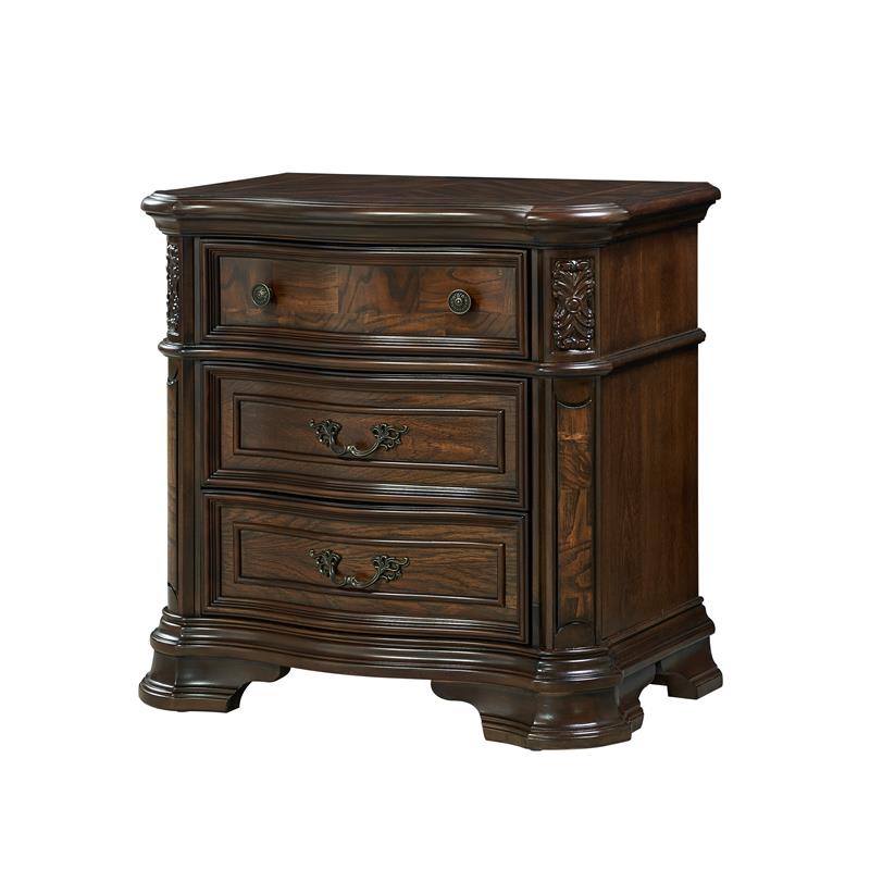 Homesphere Furniture Royale Brown Cherry 3-Drawer Nightstand