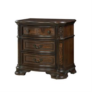 Homesphere Furniture Royale Brown Cherry 3-Drawer Nightstand