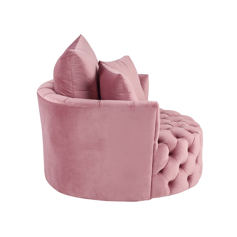 Homesphere Furniture Accent Chair with Swivel in Pink Velvet