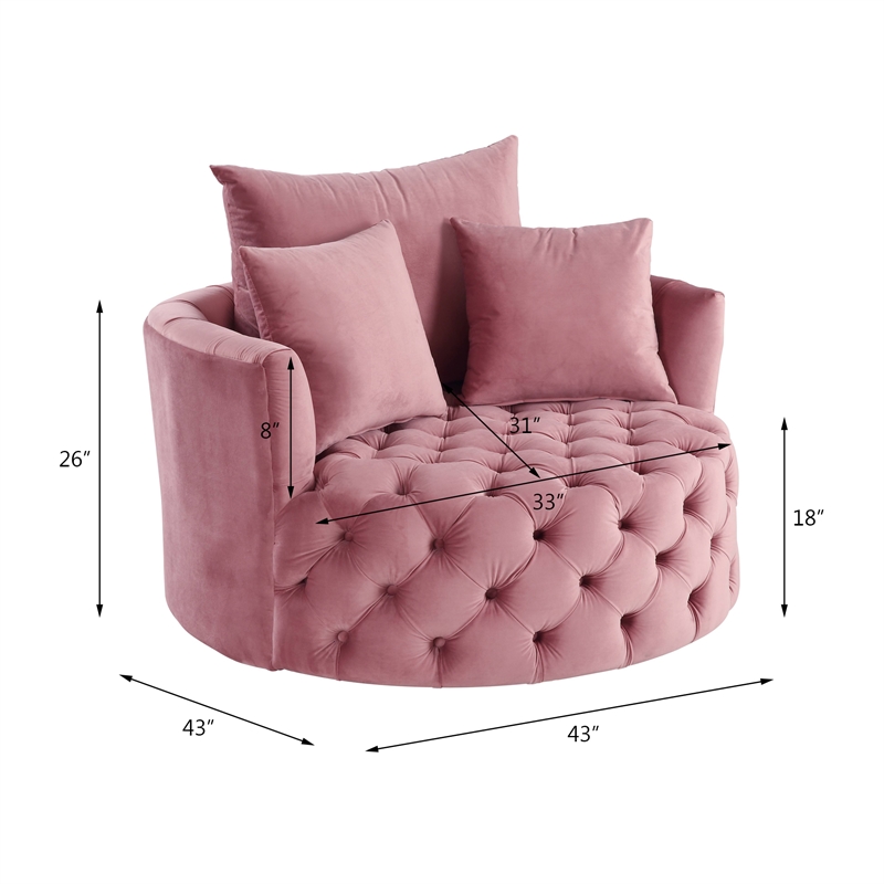 Homesphere Furniture Accent Chair with Swivel in Pink Velvet