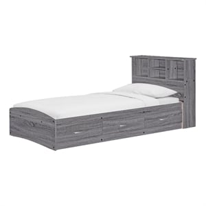 Homesphere Furniture 41 x 77&quot Wood Twin Captains Bed in Gray