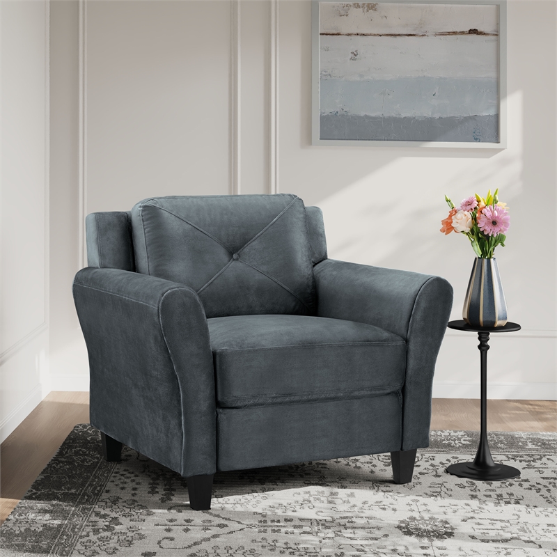 Homesphere Furniture Chair in Dark Gray Microfiber Upholstery