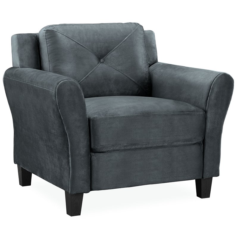Homesphere Furniture Chair in Dark Gray Microfiber Upholstery
