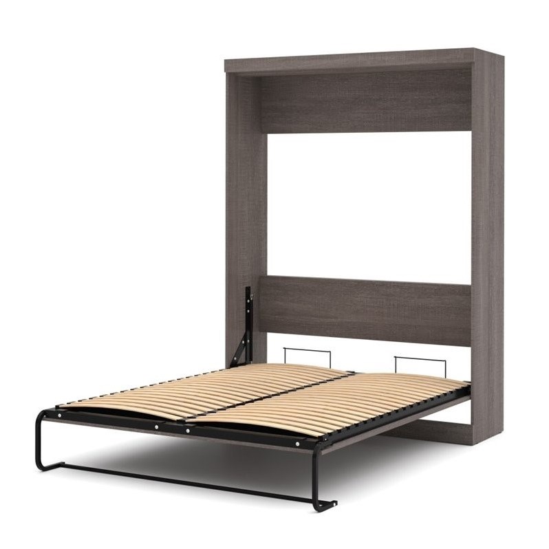 Homesphere Furniture 65W Transitional Engineered Wood Queen Wall Bed - Bark Gray