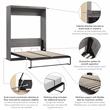 Homesphere Furniture 65W Transitional Engineered Wood Queen Wall Bed - Bark Gray