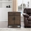 Homesphere Furniture Wood Nightstand Table w/ AC/USB - Coffee Bean/Black