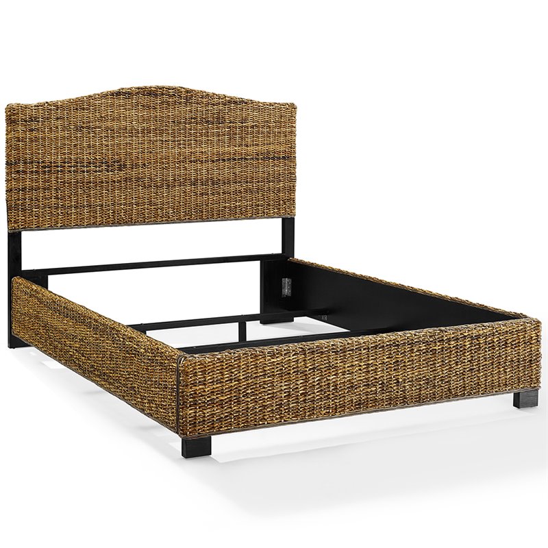 Homesphere Furniture Wood Queen Banana Leaf Panel Bed in Natural