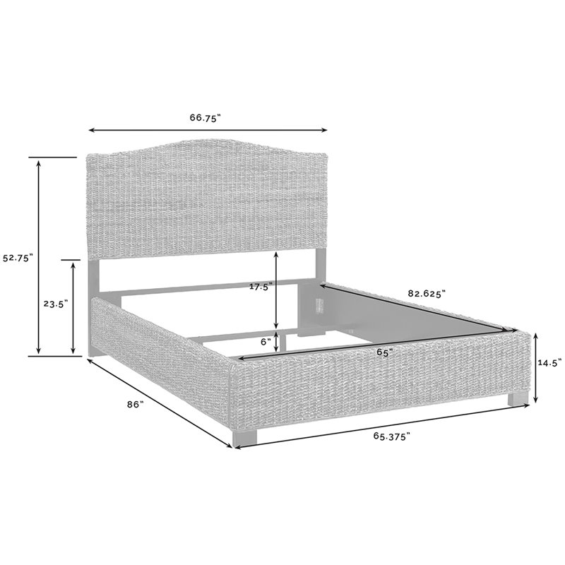 Homesphere Furniture Wood Queen Banana Leaf Panel Bed in Natural