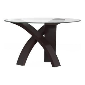 Homesphere Furniture Solid Wood Glass Round Dining Table in Black