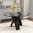 Homesphere Furniture Solid Wood Glass Round Dining Table in Black
