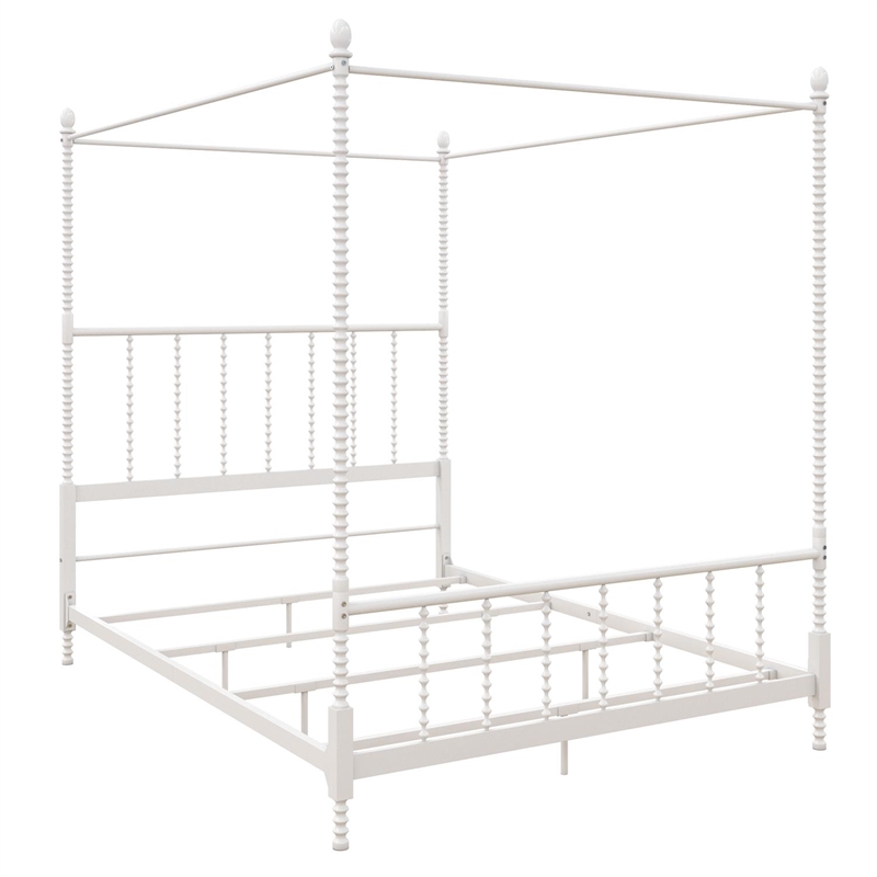 Homesphere Furniture Metal Canopy Bed in Full Size Frame in White