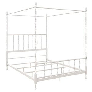 Homesphere Furniture Metal Canopy Bed in Full Size Frame in White