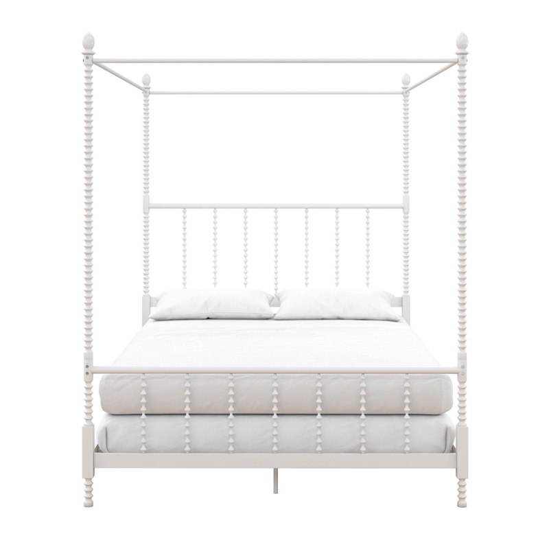Homesphere Furniture Metal Canopy Bed in Full Size Frame in White