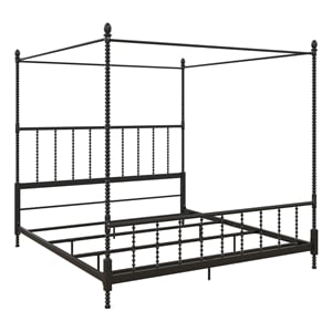 Homesphere Furniture Metal Canopy Bed in King Size Frame in Black