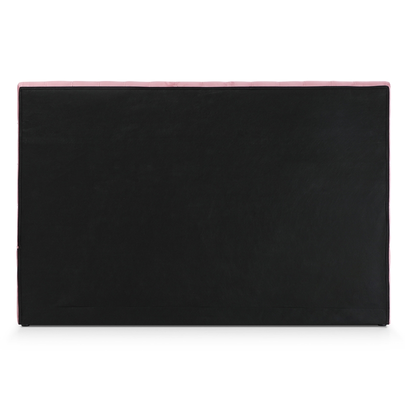 Homesphere Furniture Velvet Upholstered Platform King Bed in Pink