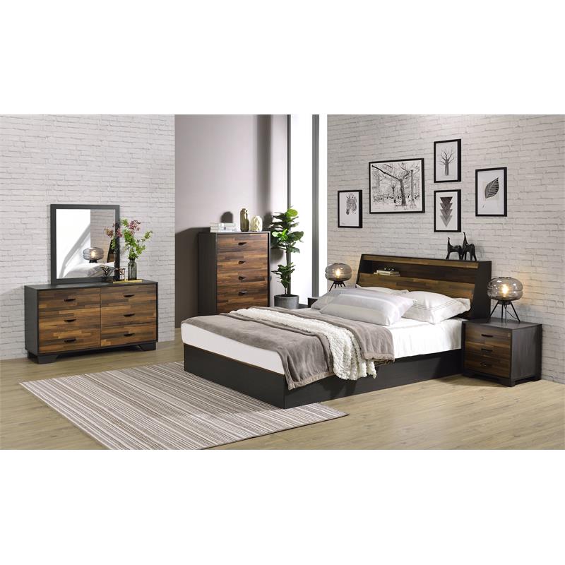Homesphere Furniture Wood Nightstand with 3 Storage Drawers - Walnut & Espresso