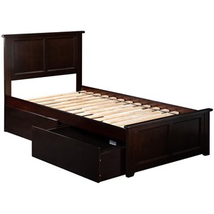 Homesphere Madison Twin XL Platform Bed  & Drawers in Espresso