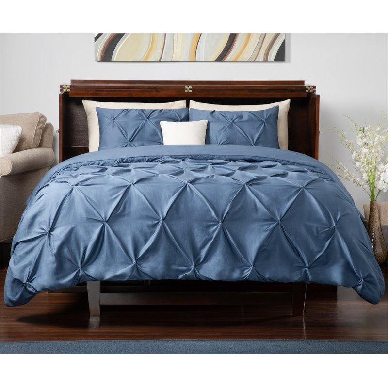 Homesphere Furniture Queen Solid Wood Murphy Bed Chest with Mattress - Walnut