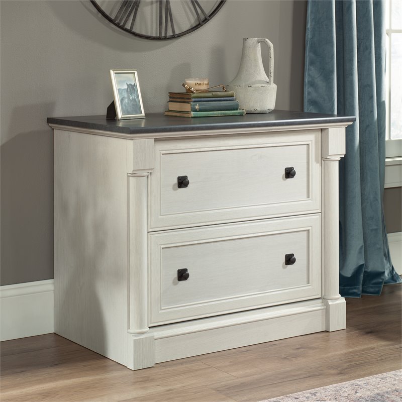 Homesphere Furniture Wood Filing Cabinet - Glacier Oak/Rosso Slate Accent