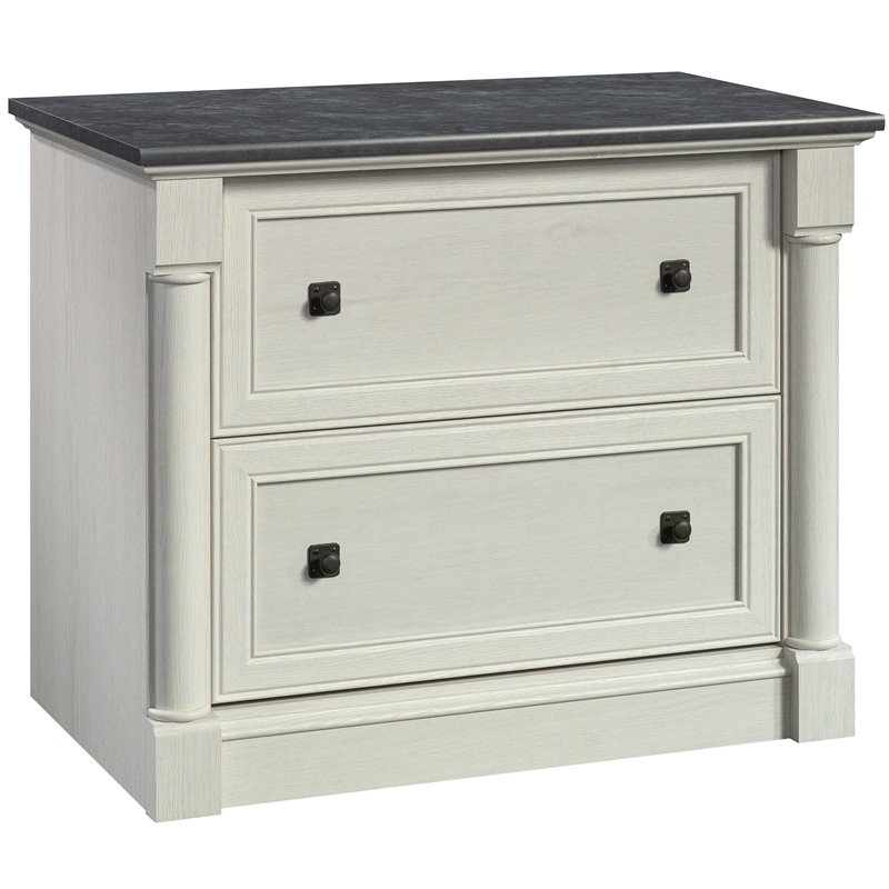 Homesphere Furniture Wood Filing Cabinet - Glacier Oak/Rosso Slate Accent