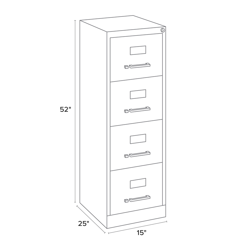 Homesphere Furniture Metal 4 Drawer Letter Width Vertical File Cabinet Black