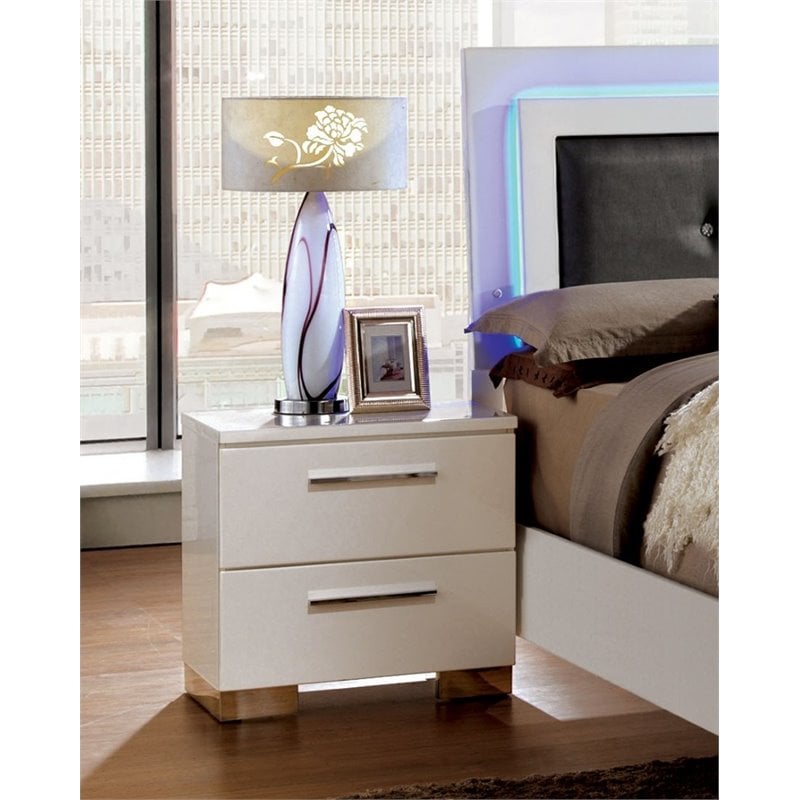 Homesphere Furniture Solid Wood 2-Drawer Nightstand in Glossy White