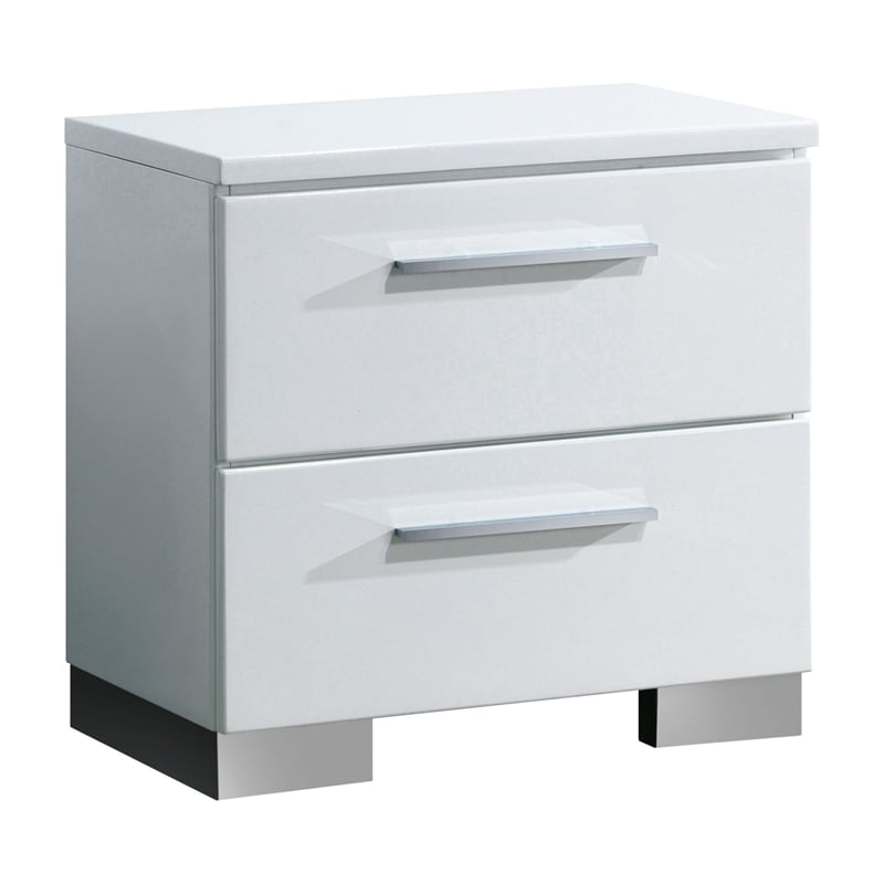 Homesphere Furniture Solid Wood 2-Drawer Nightstand in Glossy White