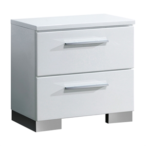 Homesphere Furniture Solid Wood 2-Drawer Nightstand in Glossy White