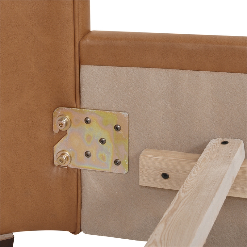 Homesphere Furniture Tufted Bed King Caramel Tan Brown Faux Leather