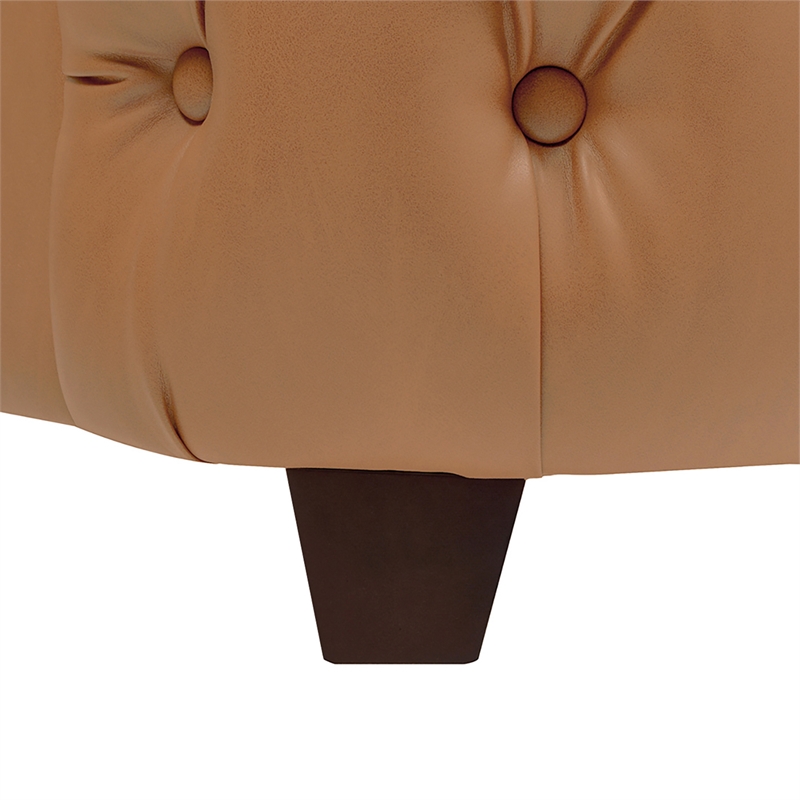 Homesphere Furniture Tufted Bed King Caramel Tan Brown Faux Leather