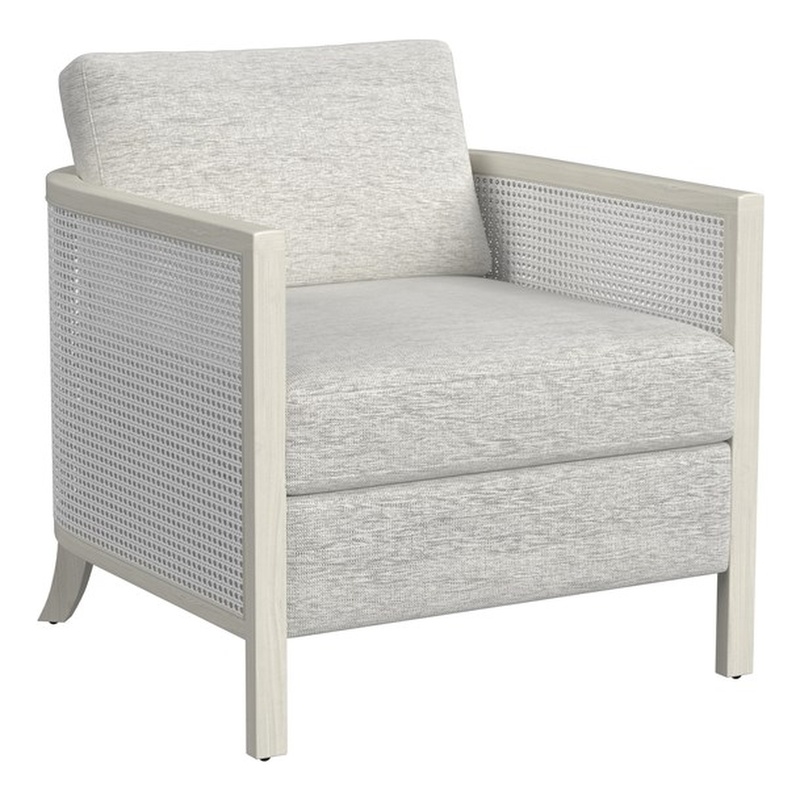 Homesphere Furniture Farmhouse Accent Chair - Hand Brushed White Wood and Fabric