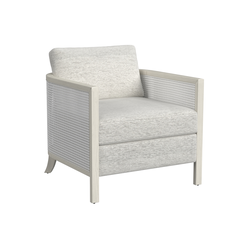 Homesphere Furniture Farmhouse Accent Chair - Hand Brushed White Wood and Fabric