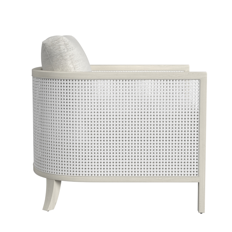 Homesphere Furniture Farmhouse Accent Chair - Hand Brushed White Wood and Fabric