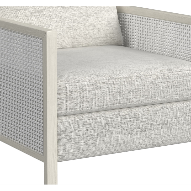 Homesphere Furniture Farmhouse Accent Chair - Hand Brushed White Wood and Fabric