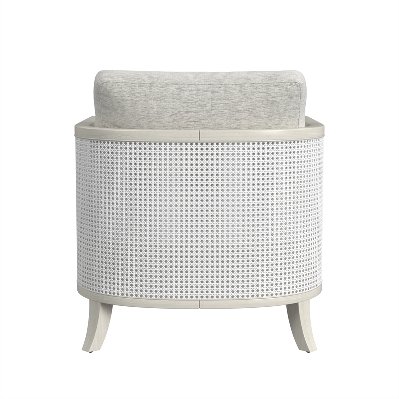 Homesphere Furniture Farmhouse Accent Chair - Hand Brushed White Wood and Fabric