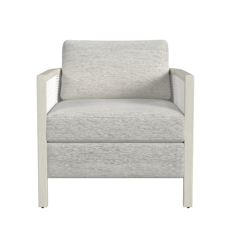 Homesphere Furniture Farmhouse Accent Chair - Hand Brushed White Wood and Fabric