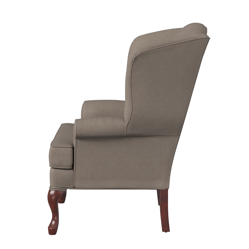 Homesphere Furniture Beige Fabric Traditional Wing Back Accent Chair