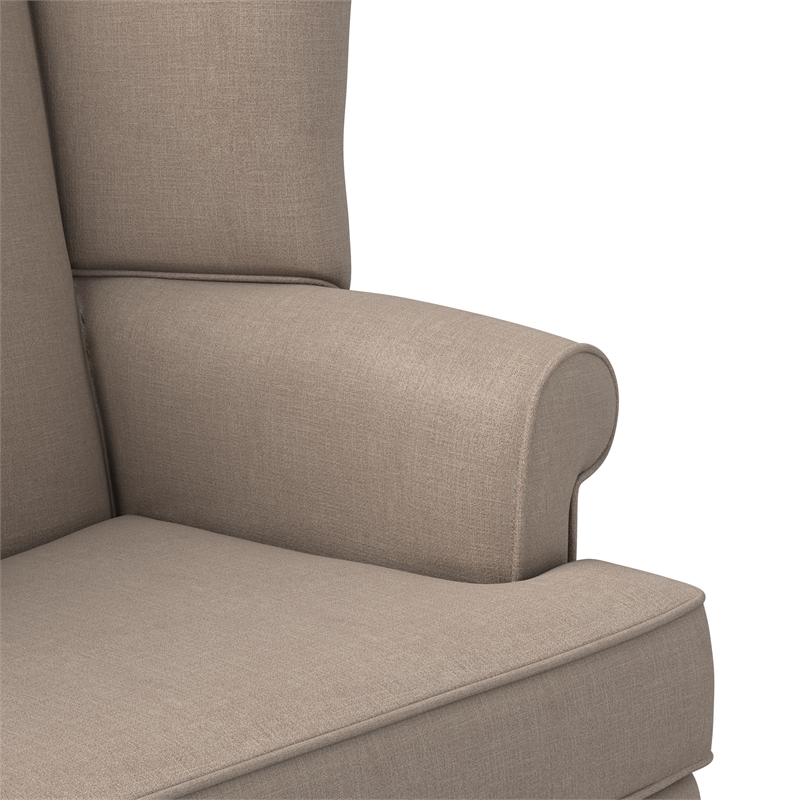 Homesphere Furniture Beige Fabric Traditional Wing Back Accent Chair