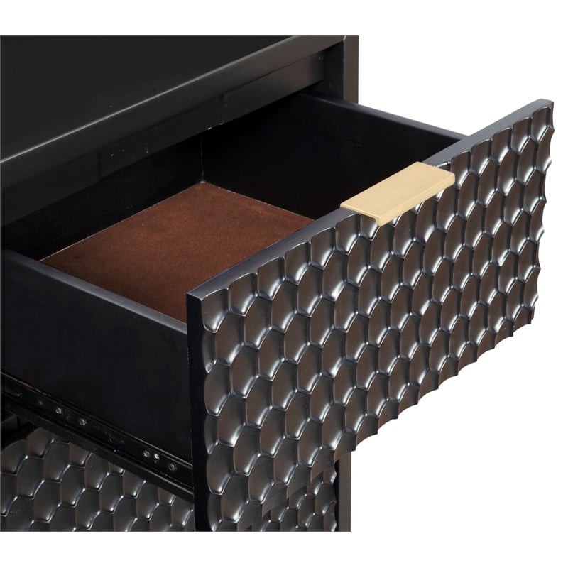 Homesphere Furniture Black Pearl Two Drawer Wood Nightstand in Black