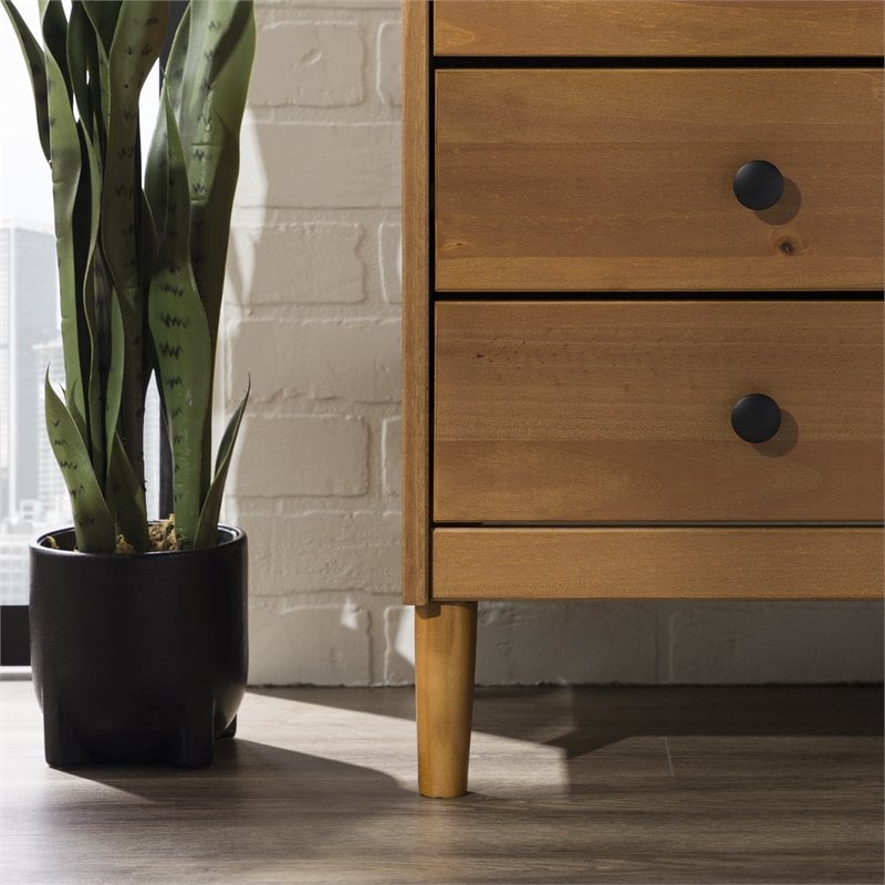 Homesphere Furniture Modern 3 Drawer Solid Wood Nightstand in Caramel