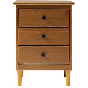Homesphere Furniture Modern 3 Drawer Solid Wood Nightstand in Caramel